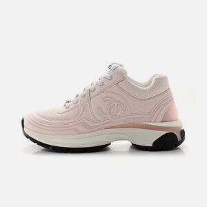 CHANEL Women's Light Pink and White Sneakers